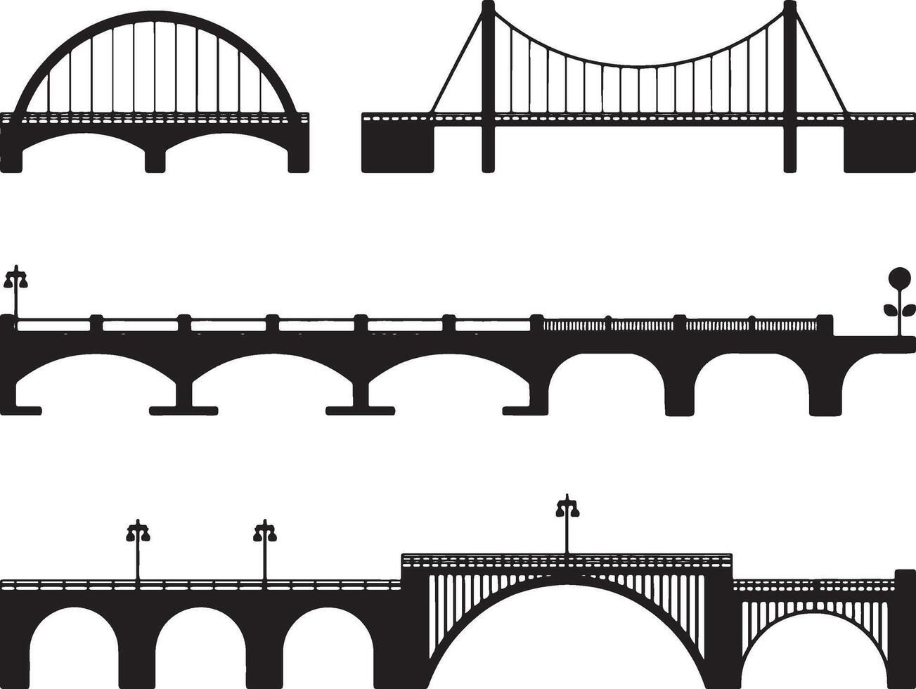 Best set of different bridges and bridges vector