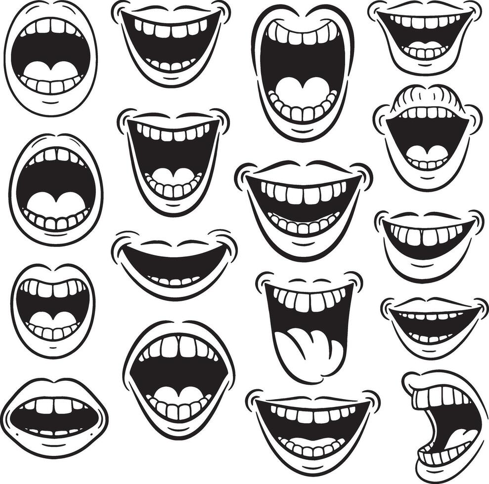 Collection of cartoon mouths open in various expressions vector