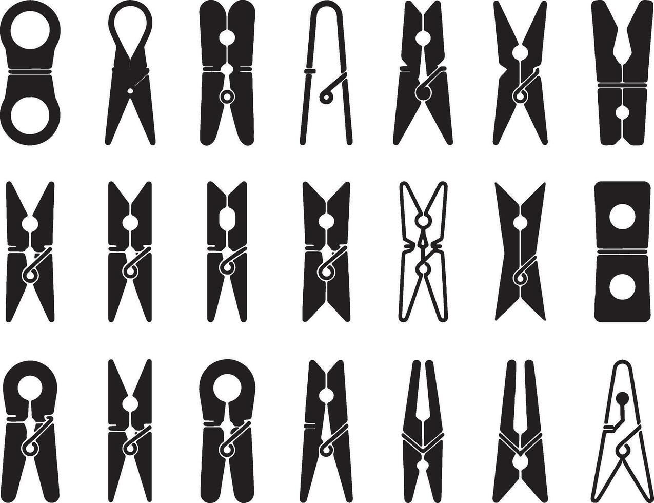 various clothespin designs and styles vector