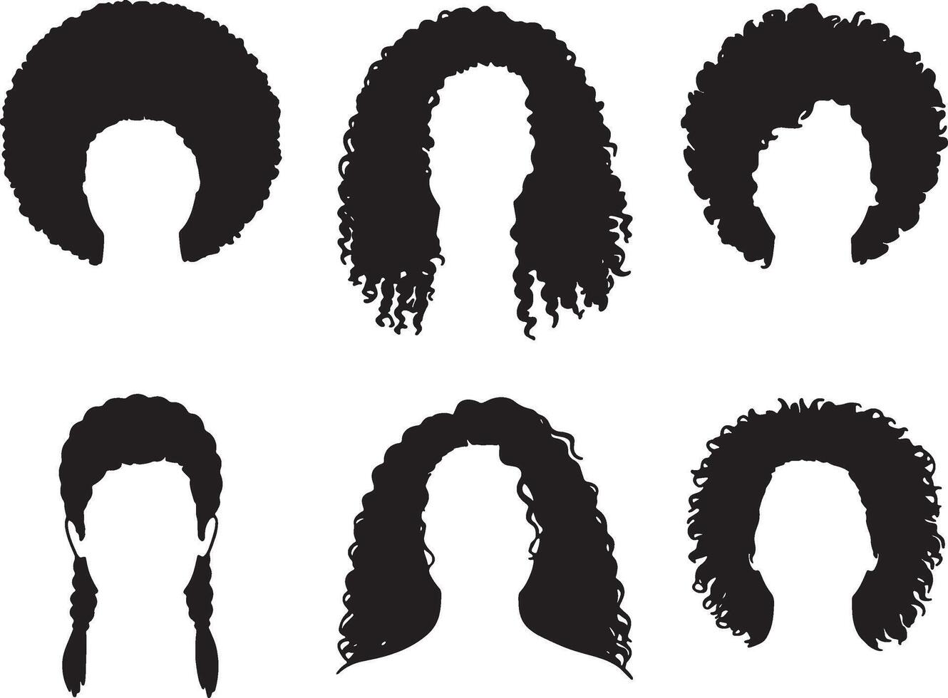 a set of different hairstyles for women with curly hair vector