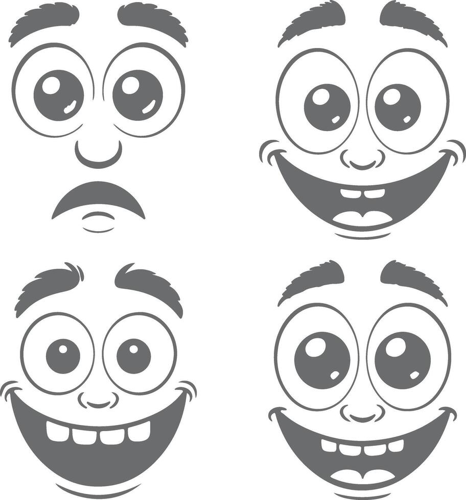 Best Four cartoon faces showing different emotions vector