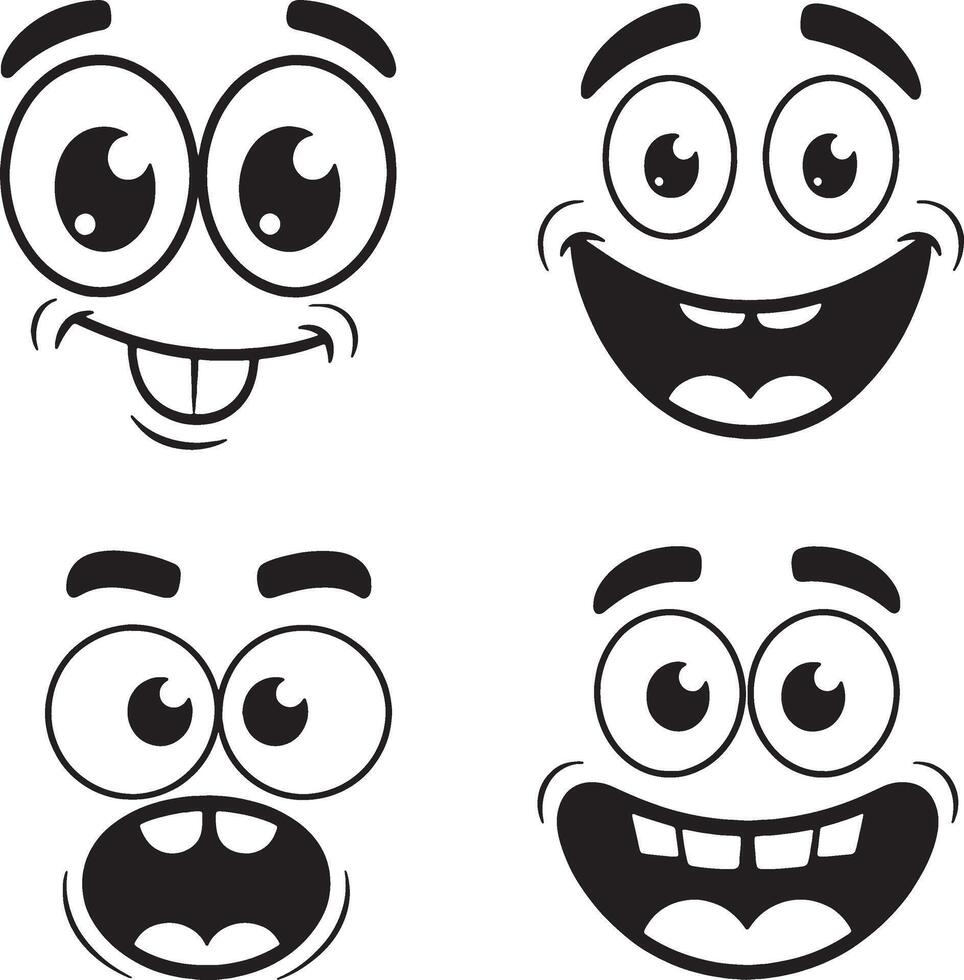 Nice unique cartoon faces with different expressions vector
