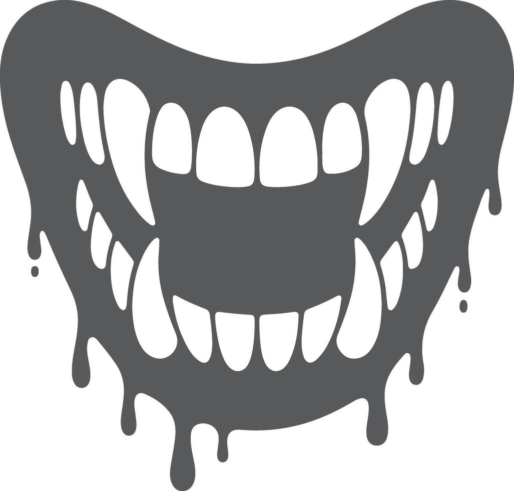 Dripping vampire fangs halloween monster mouth vector