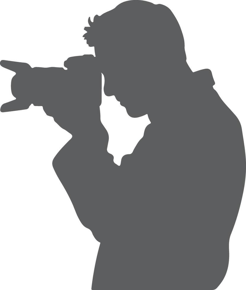 Photographer silhouette taking a photo gray scale vector