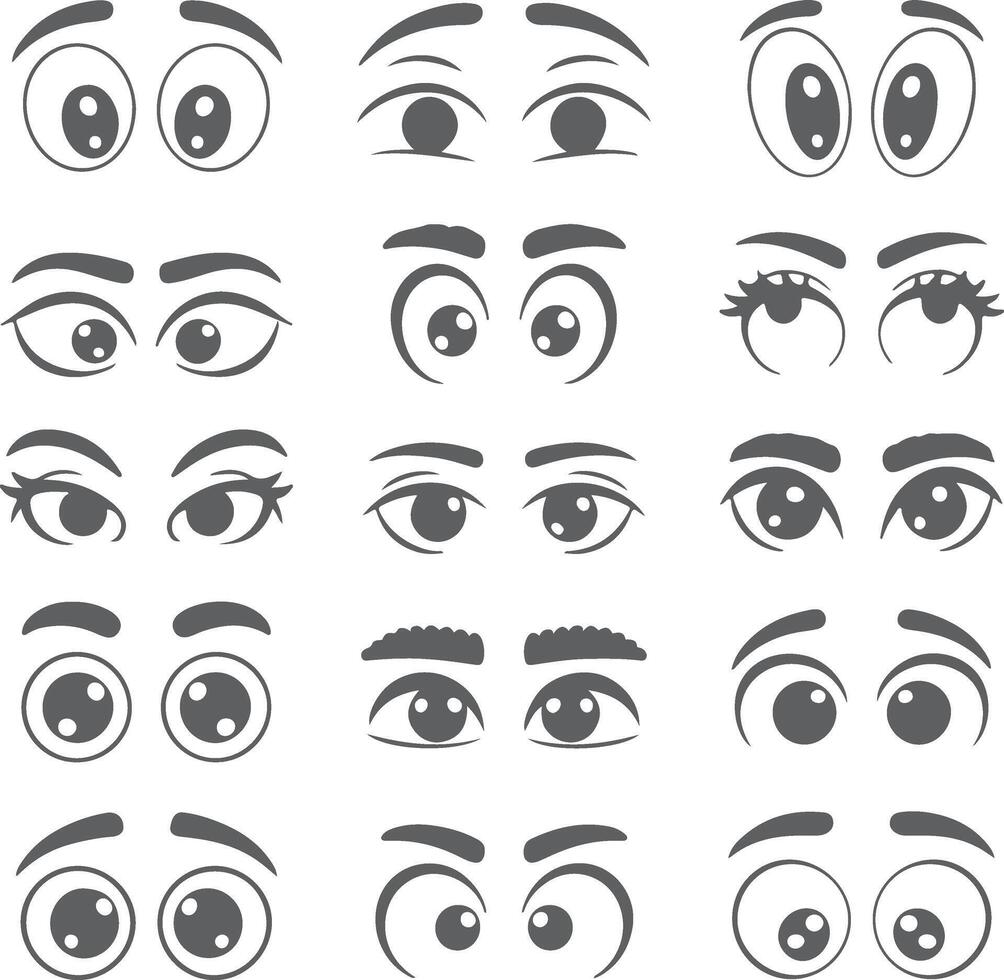 Cartoon eyes set various expressions animation design vector