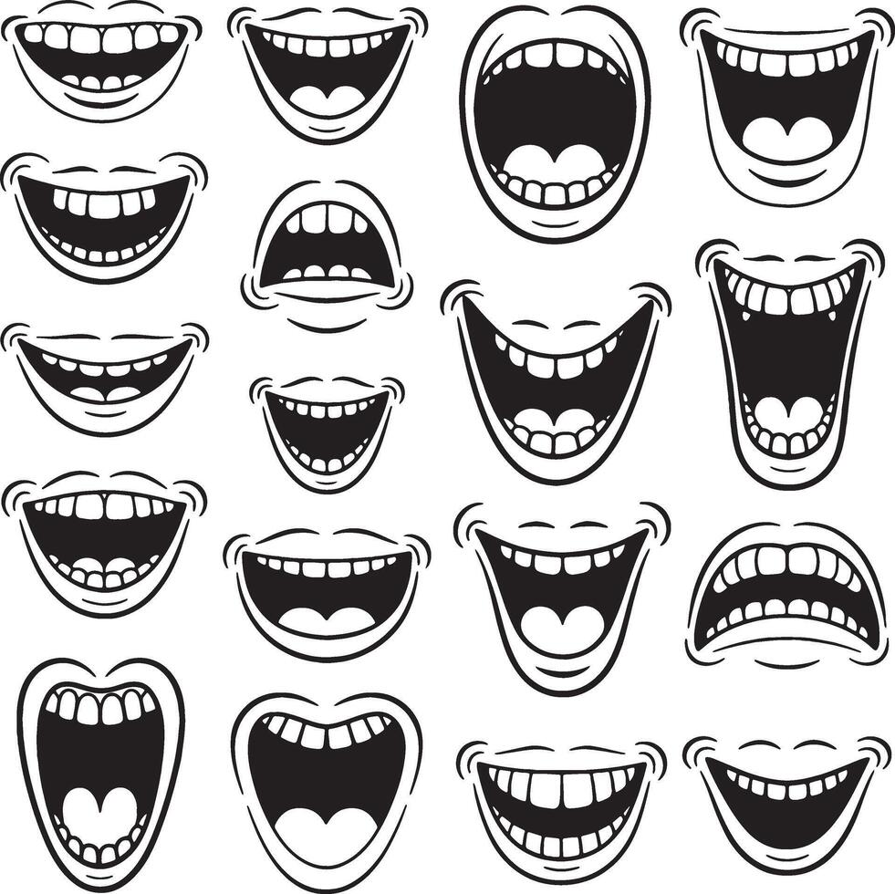 Collection of cartoon open mouths various expressions vector