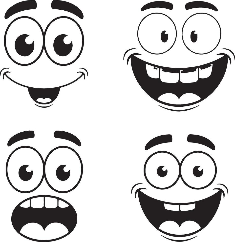 Nice cartoon faces with different expressions vector