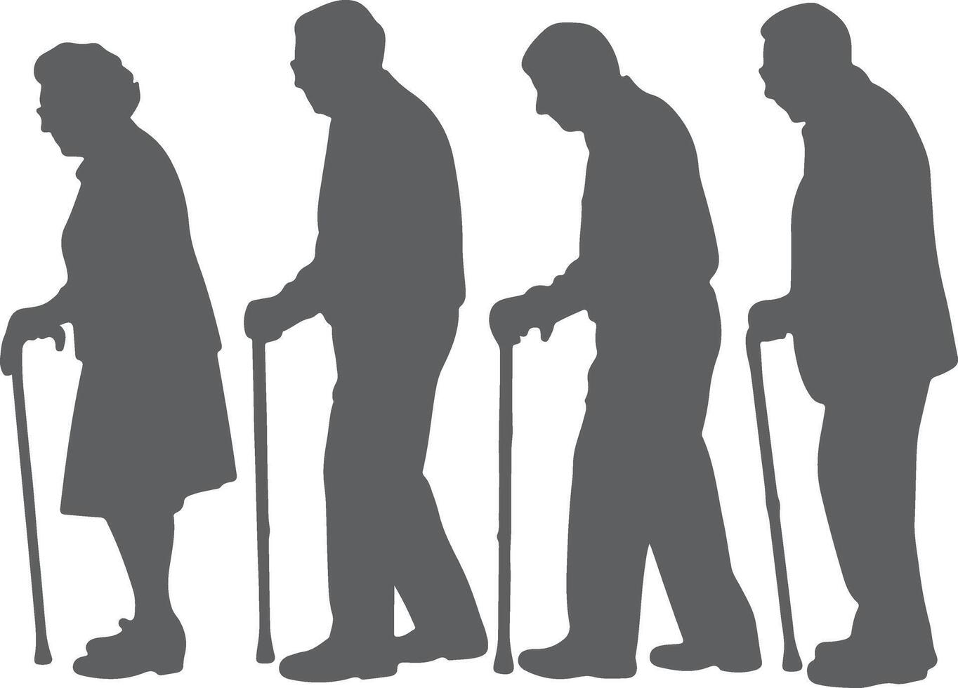 Elderly people walking with canes senior citizens vector