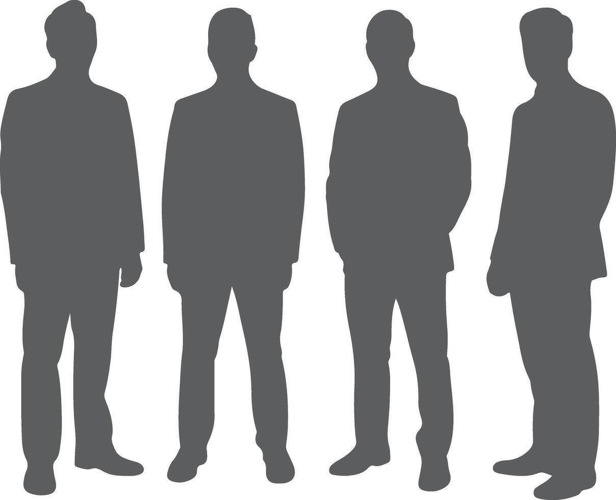 Four businessmen silhouettes standing together vector