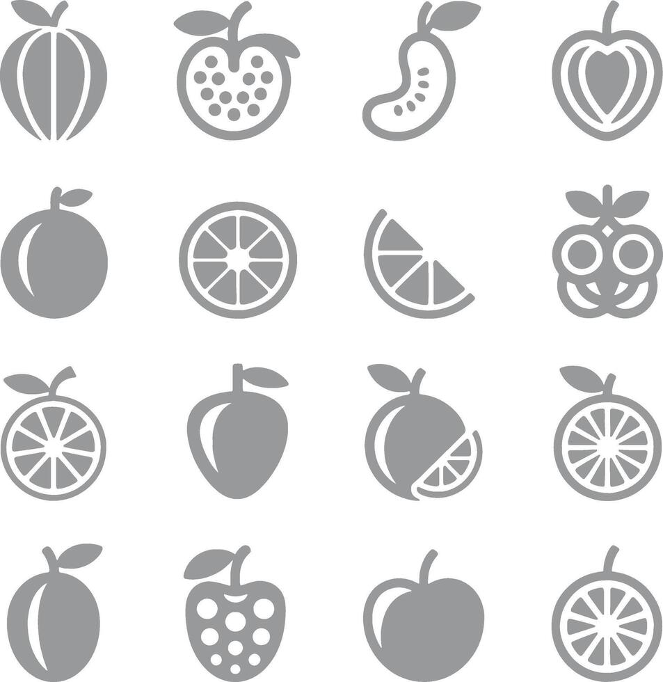 Grey fruit icons set simple design illustration vector