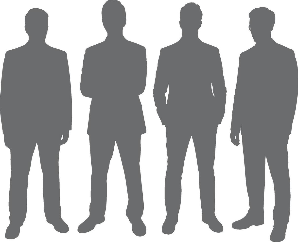 businessmen silhouettes standing together vector
