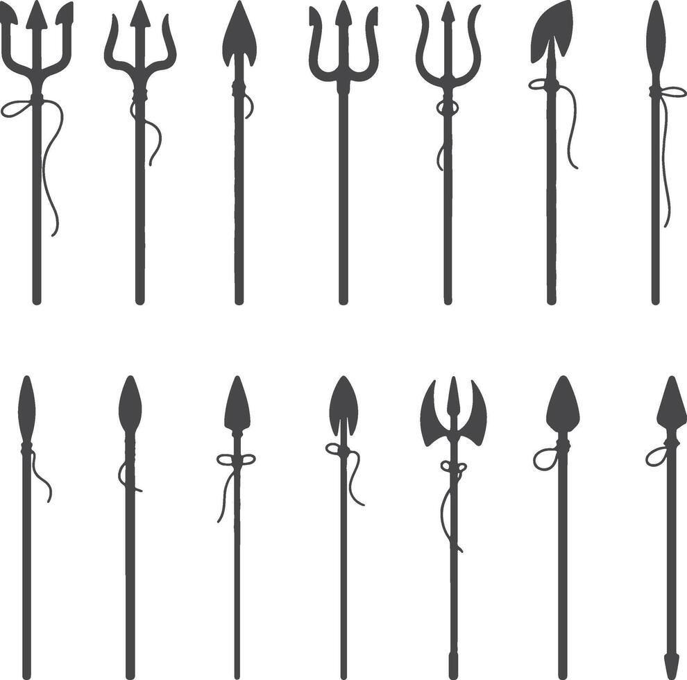 a set of different types of spears and arrows vector