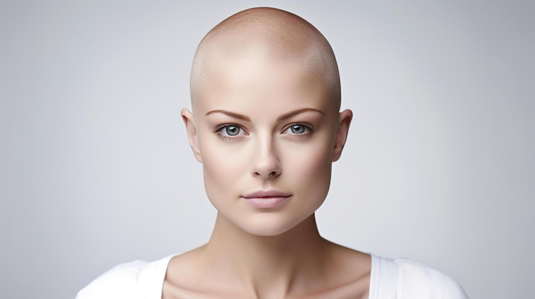 A woman with bald head and a bald head photo