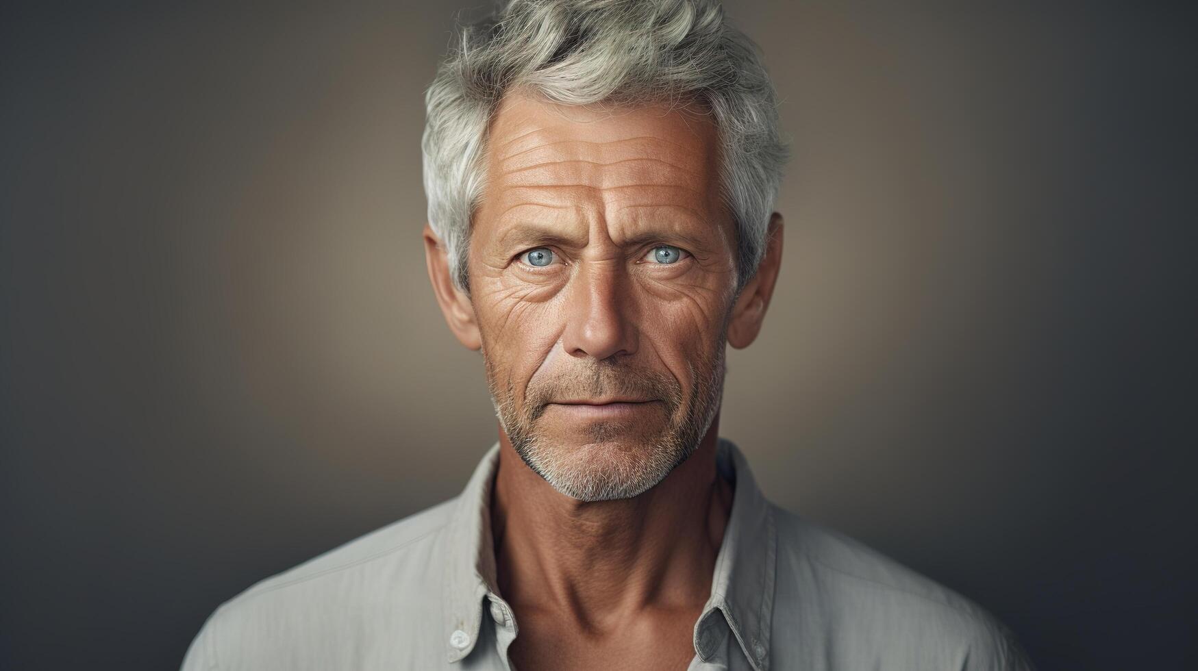 An older man with gray hair and blue eyes photo
