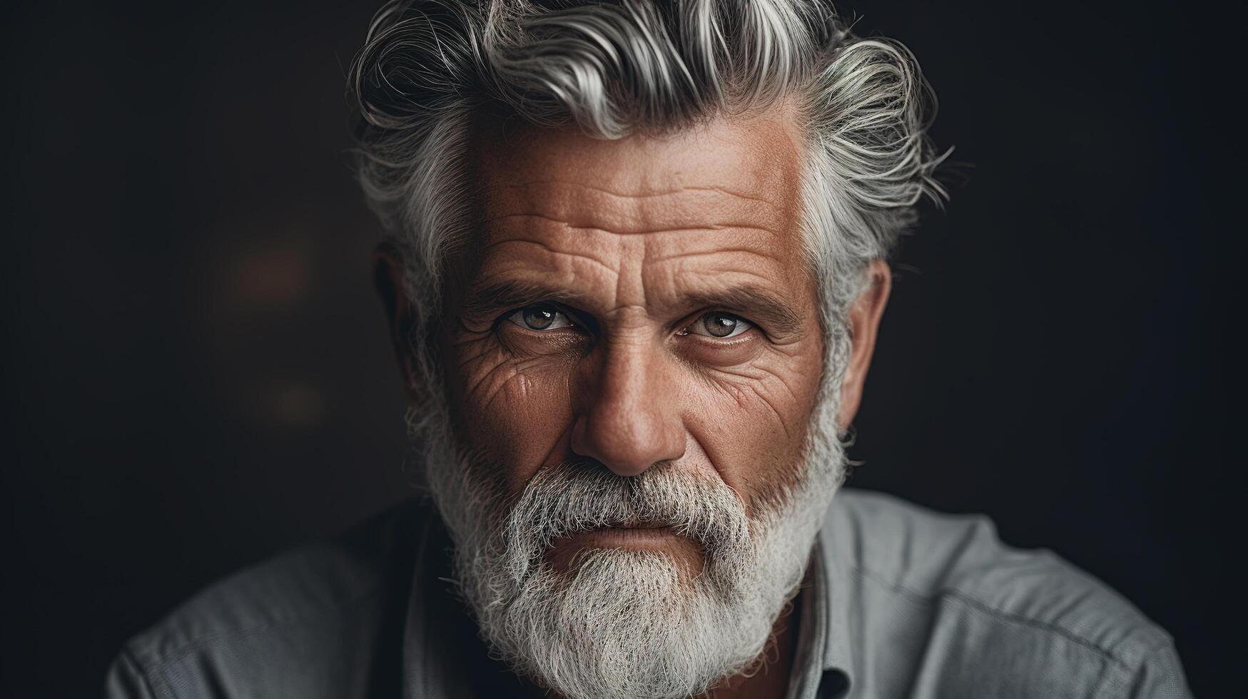 An older man with a white beard and grey hair photo