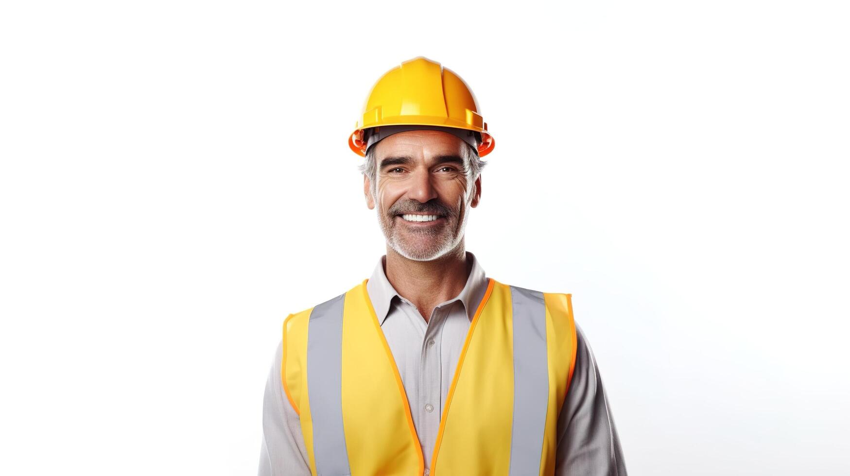 A man in a hard hat and vest smiling photo