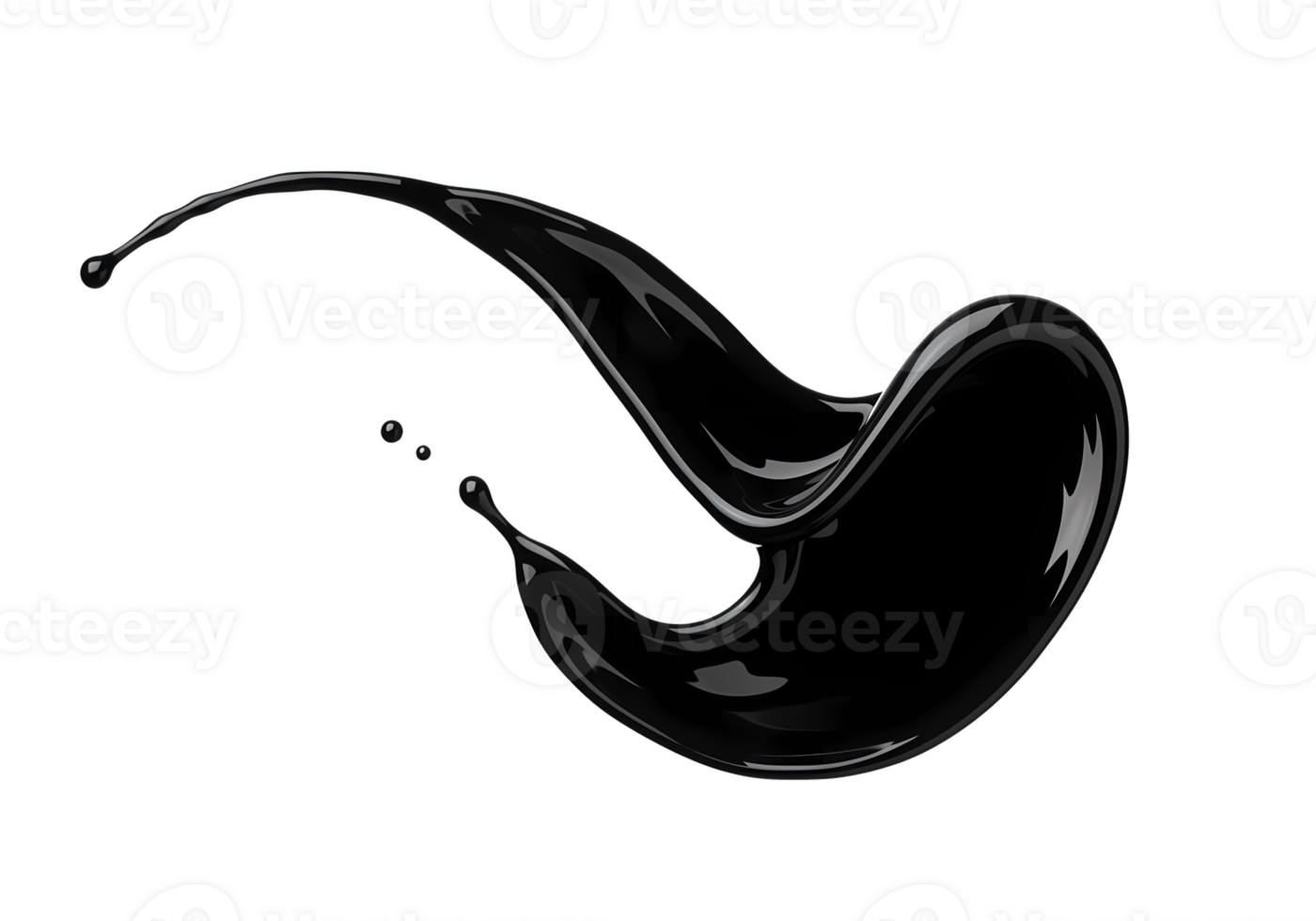 Dynamic Black Liquid Splash 3D Render on Transparent Background png