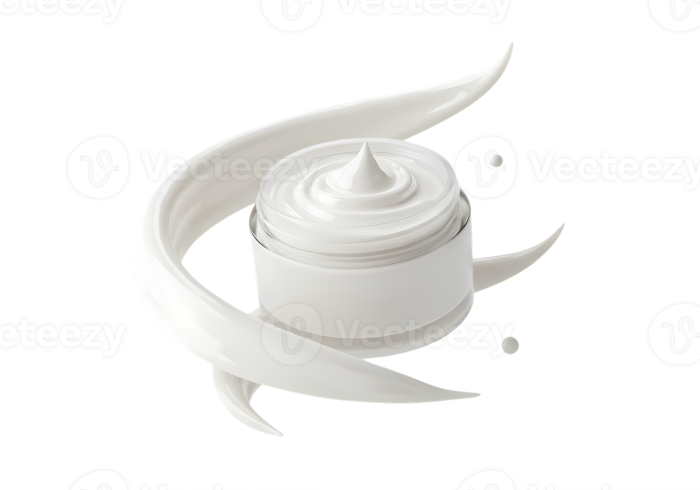 Cream Jar with Swirling Cream 3D Render White Background Cosmetic Product png