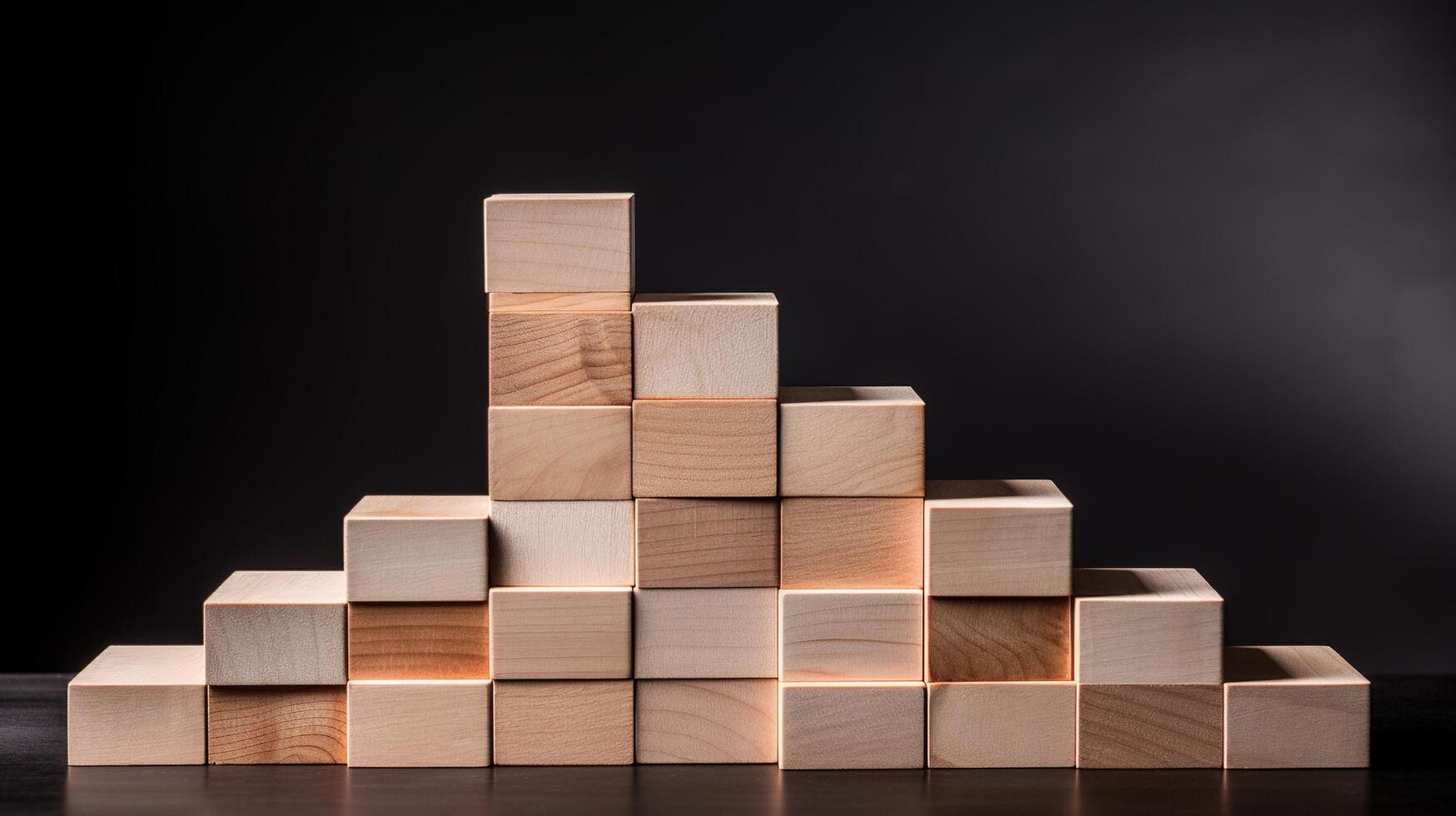 A pile of wooden blocks on a table photo