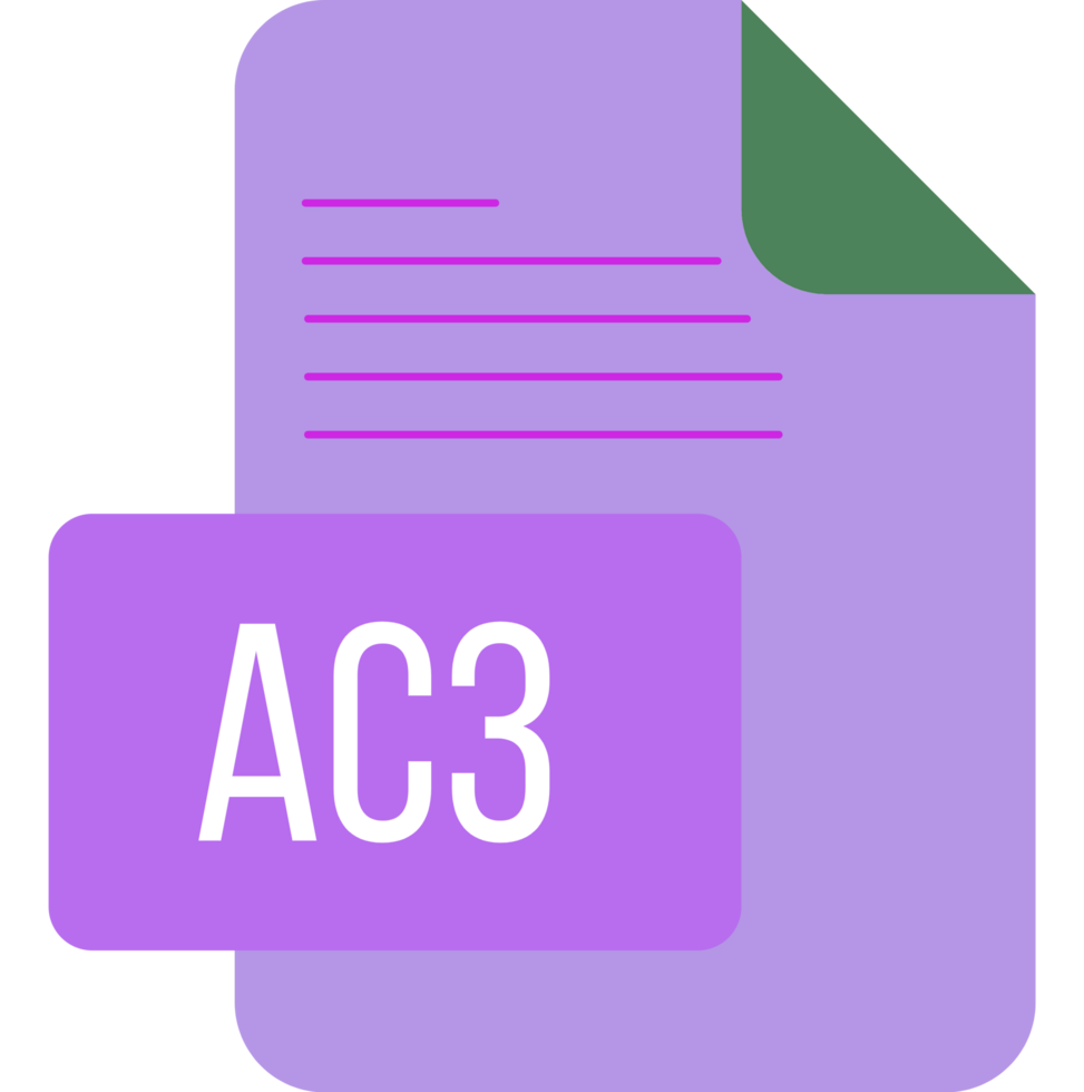 A purple document with the word ac3 on it png
