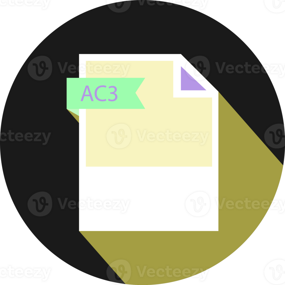 Ac3 File Format Icon And Black Shadow Circular png