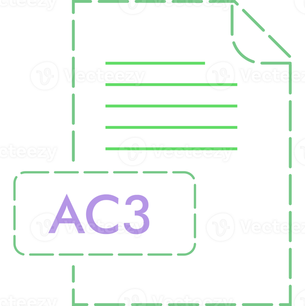 Ac3 File Format Icon Rounded Dashed Outline png
