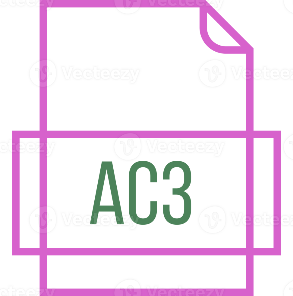 Ac3 File Icon Thick Outline Sharp Corners png