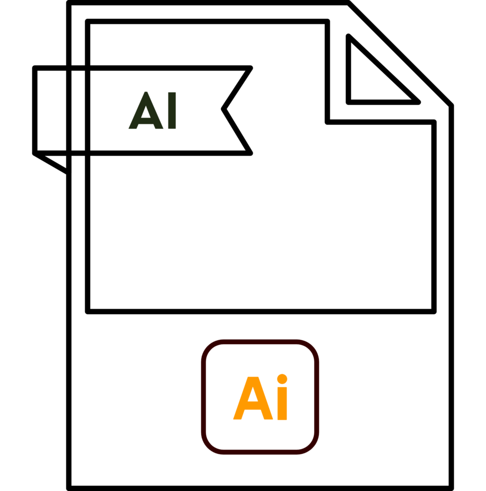 Ai File Format Icon Black Outline And Light Color Text png