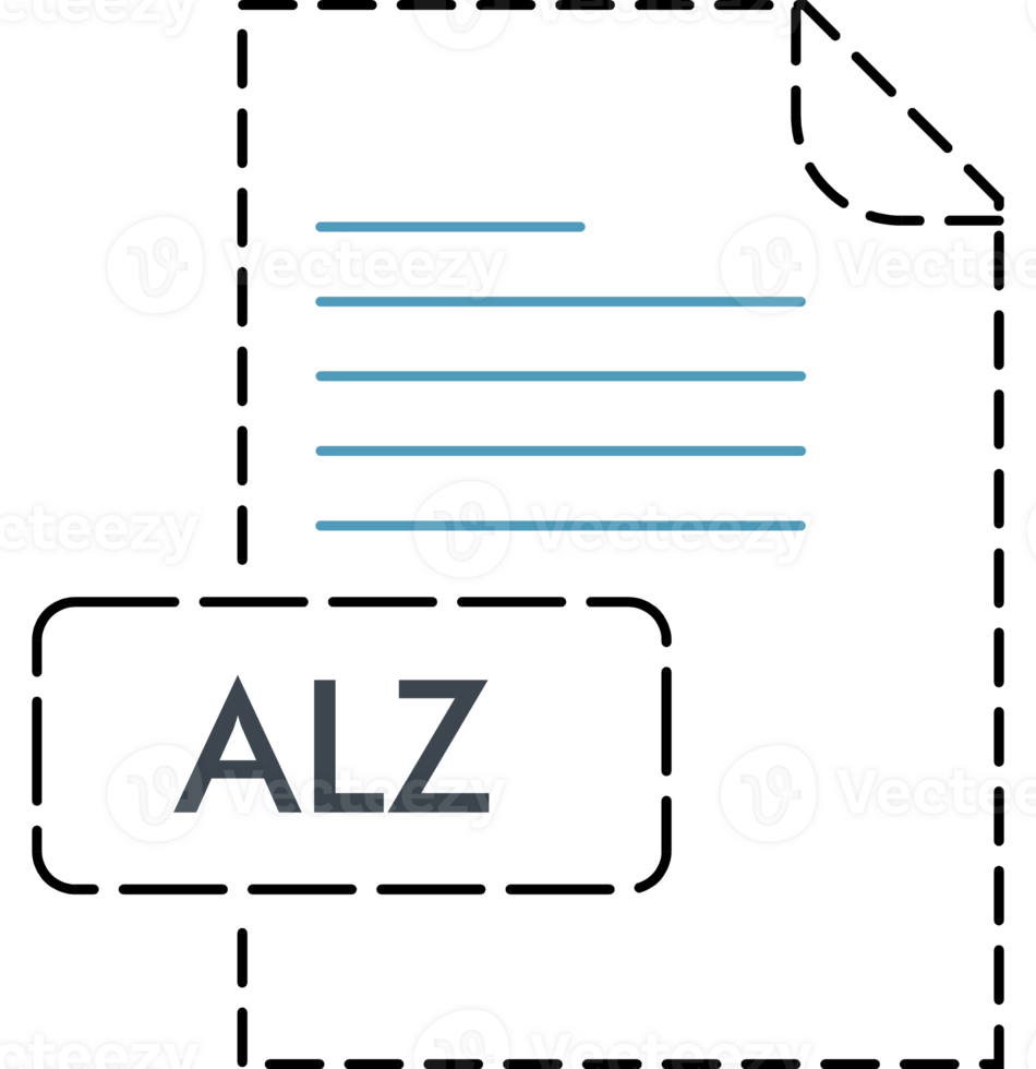 Alz File Format Icon Rounded Dashed Outline png