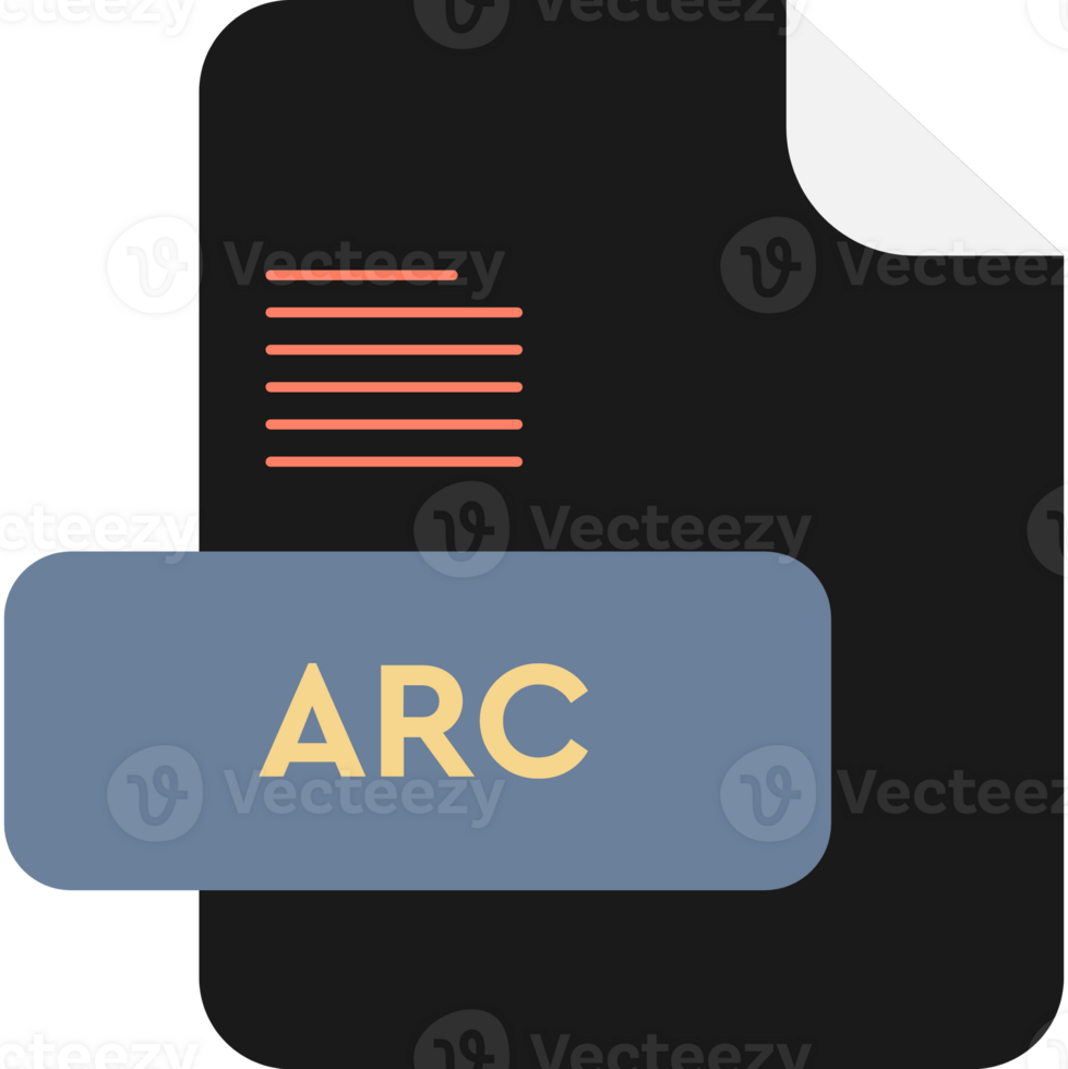 Arc File Extension Icon Black And Yellow Fill Color png