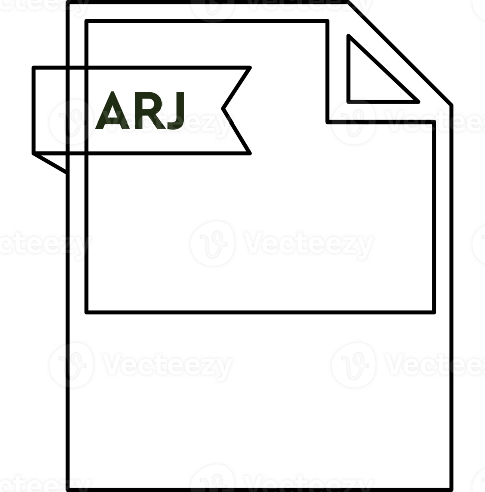 Arj File Format Icon Black Outline And Light Color Text png