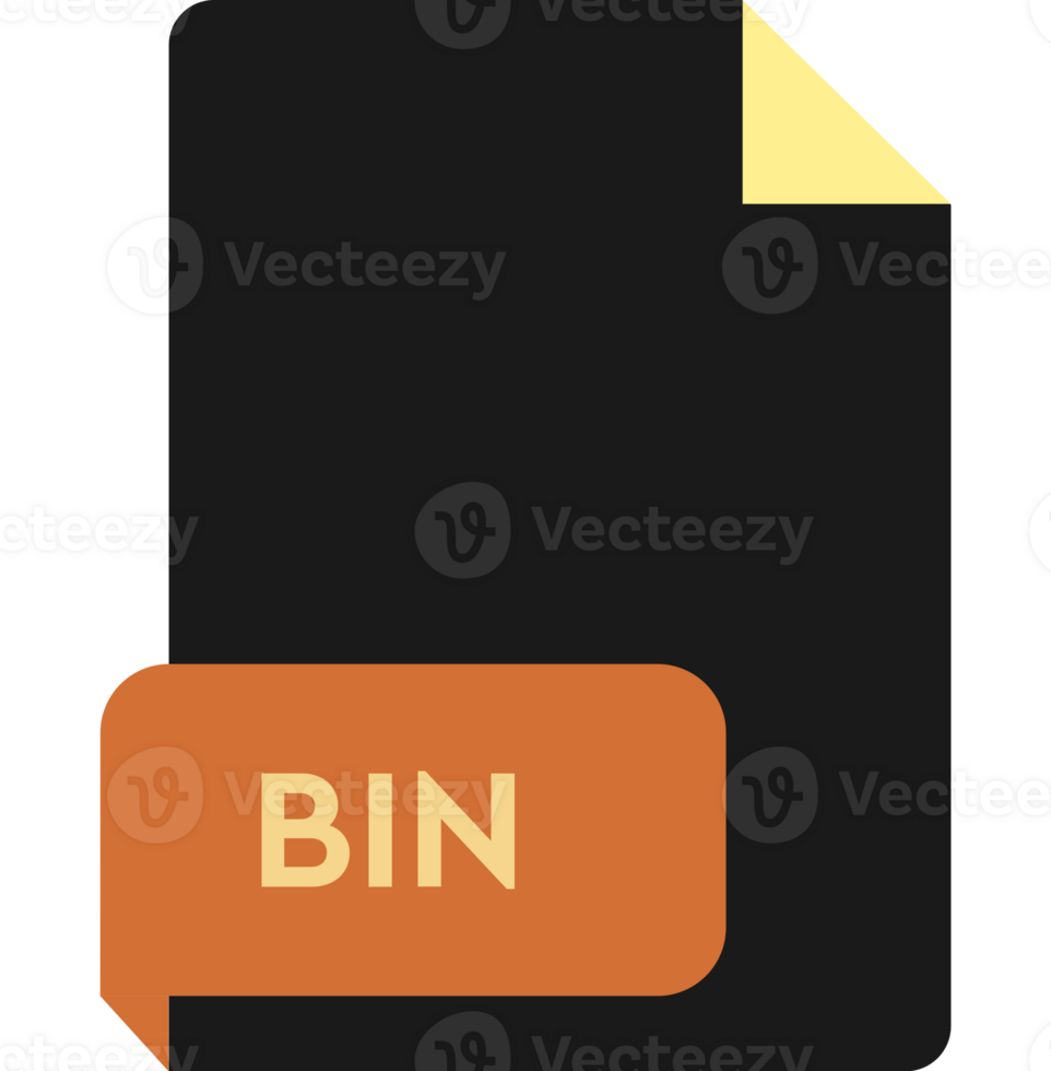 Bin File Extension Icon Crisp Corners Grey Colors png