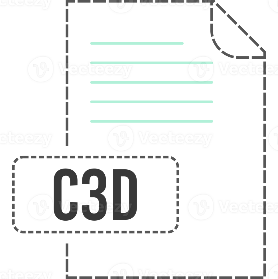 C3d File Format Icon Dashed Outline png