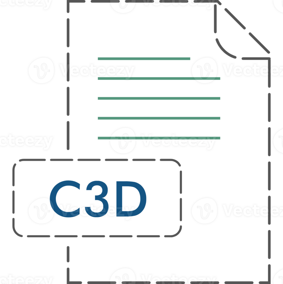 C3d File Format Icon Rounded Dashed Outline png