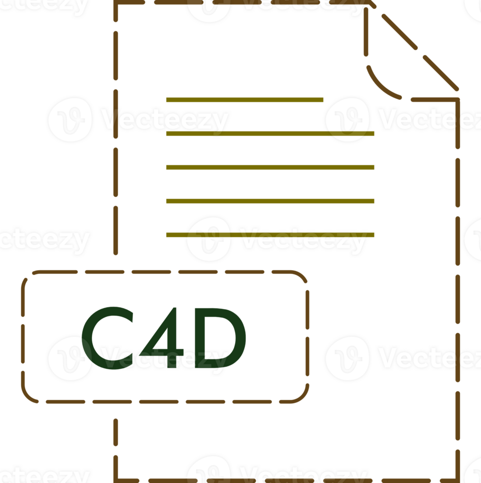C4d File Format Icon Rounded Dashed Outline png
