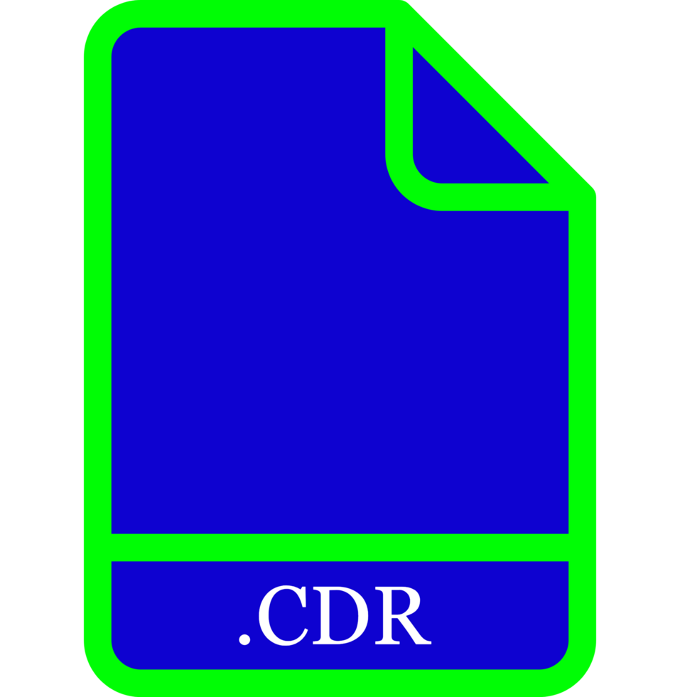 A blue file with the word cdr on it png