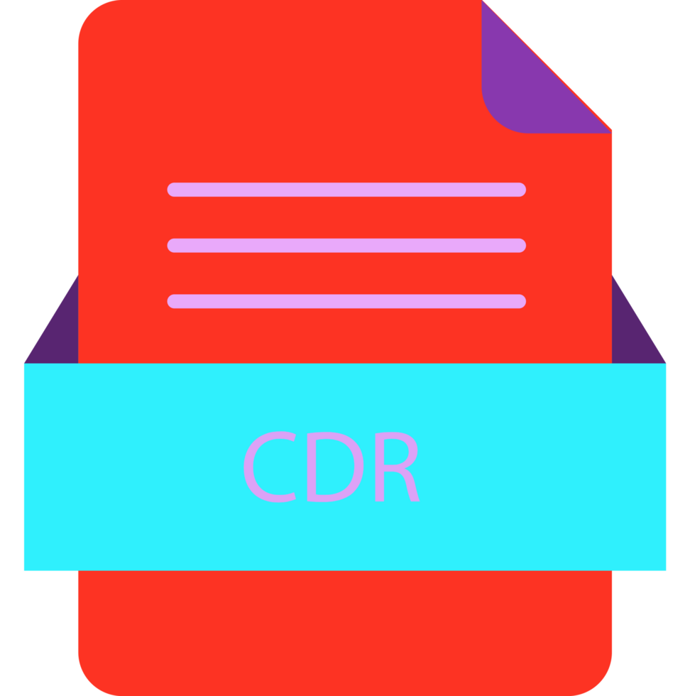 Cdr File Icon With Color And Rounded Corners And Folded Doc png