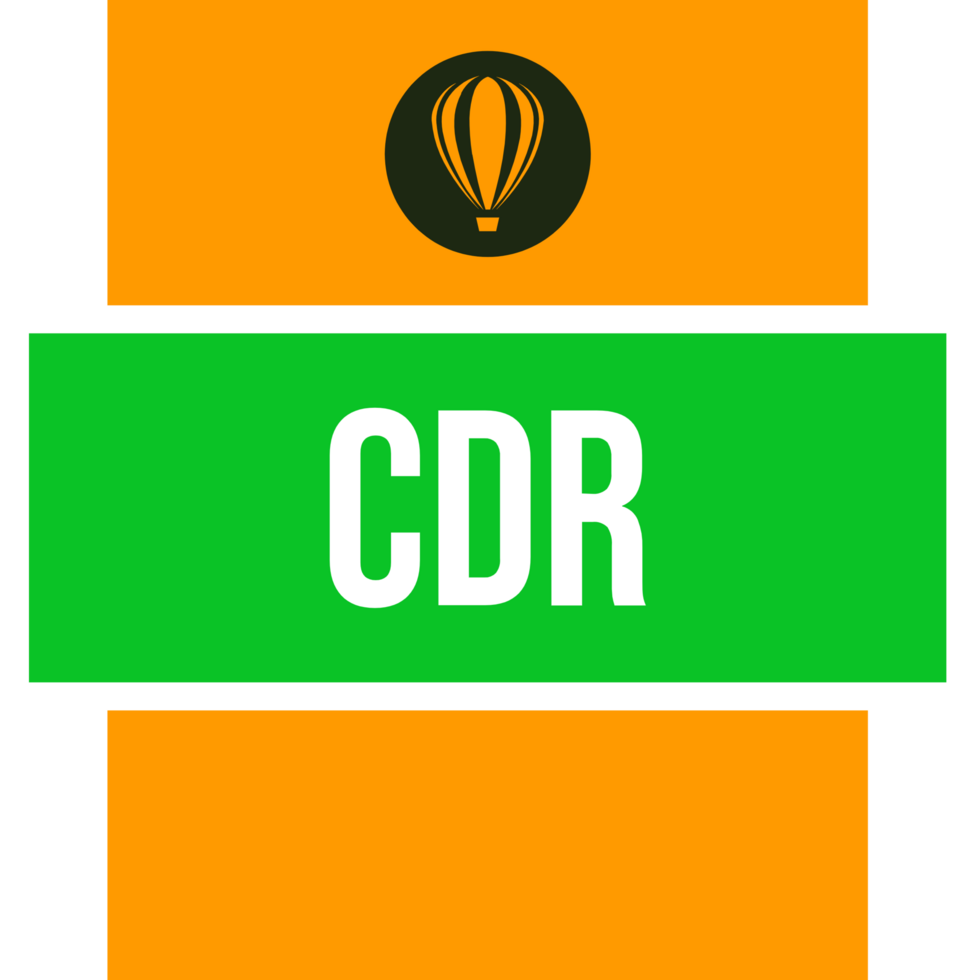 The cdr logo on a green and orange background png