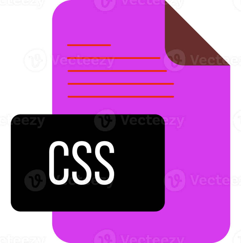 A purple file with the word css on it png