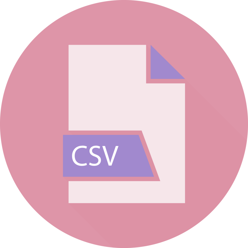 A pink circle with the word csv on it png