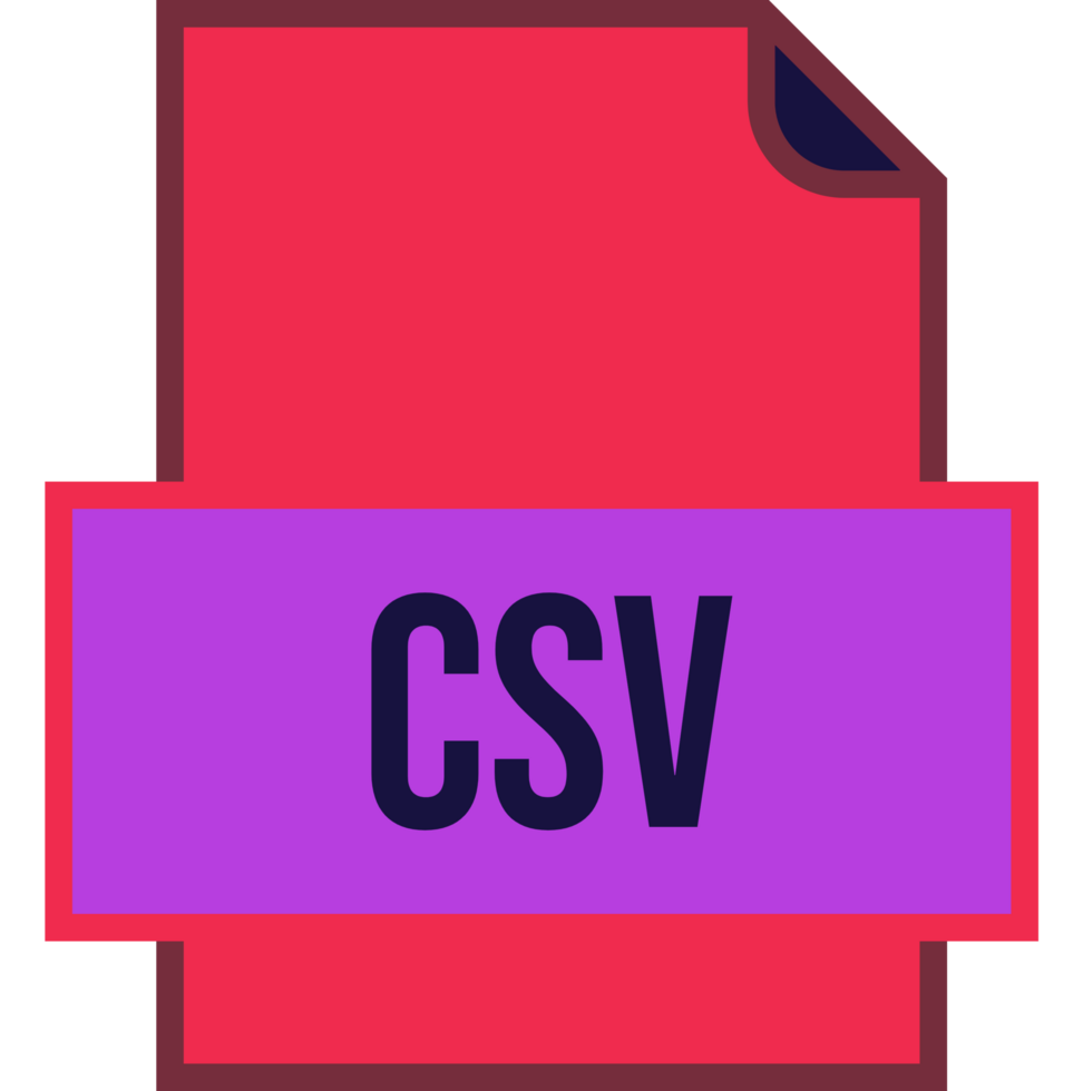 A purple and red file with the word csv on it png