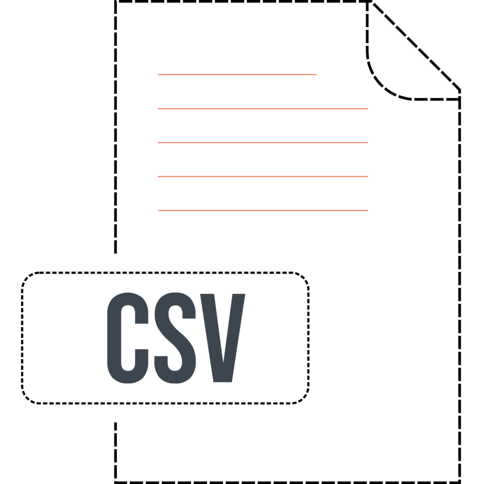 Csv File Format Icon Dashed Outline png