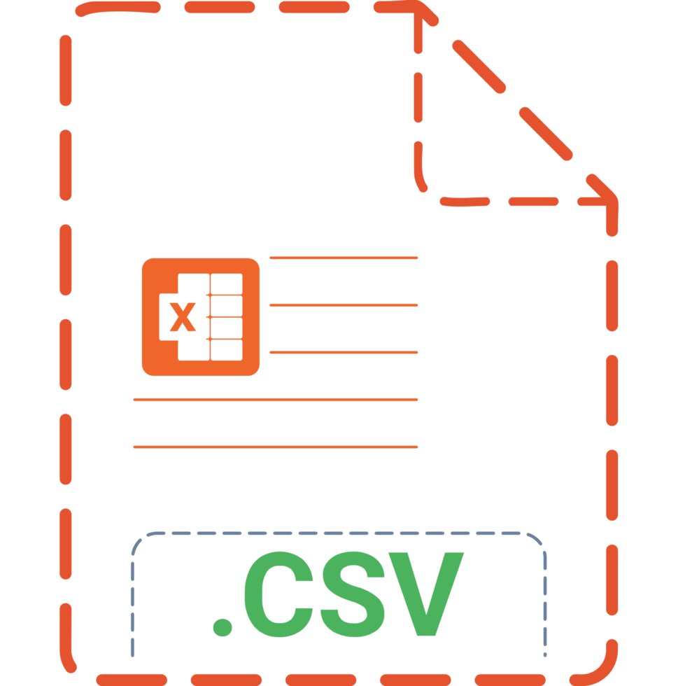 Csv File Icon Cinnabar Dashed Rounded Outline png