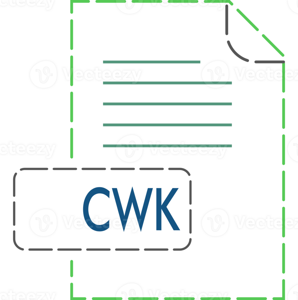 Cwk File Format Icon Rounded Dashed Outline png