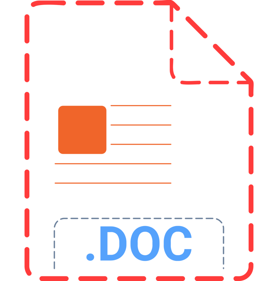 Doc File Icon Cinnabar Dashed Rounded Outline png