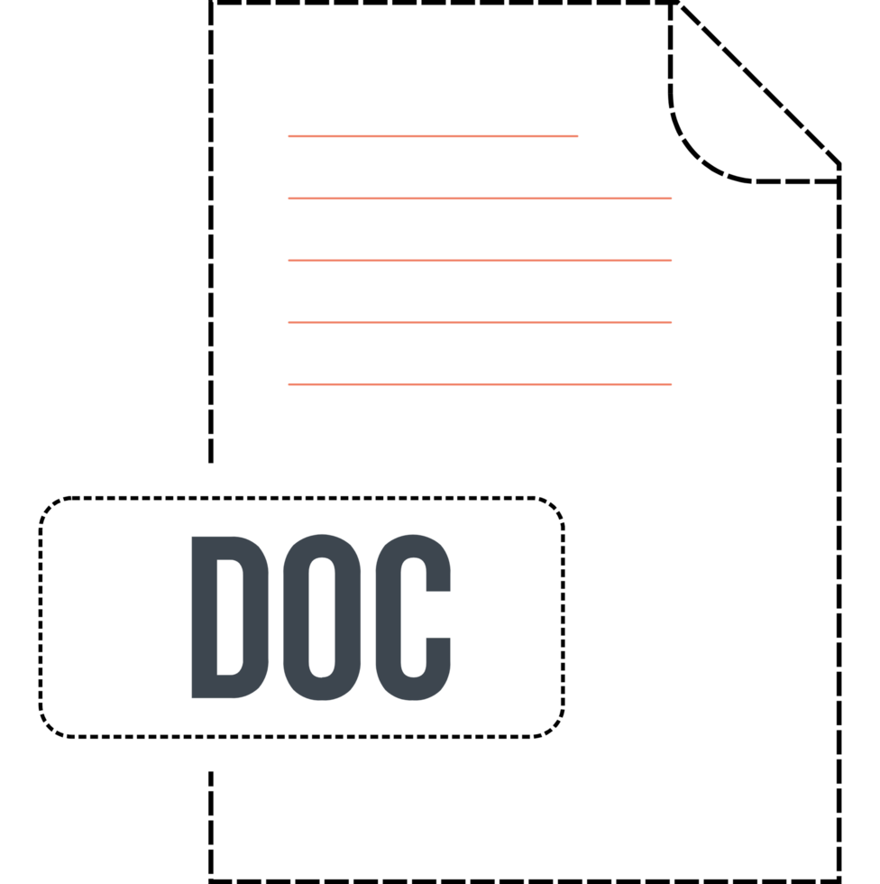 Doc File Format Icon Dashed Outline png