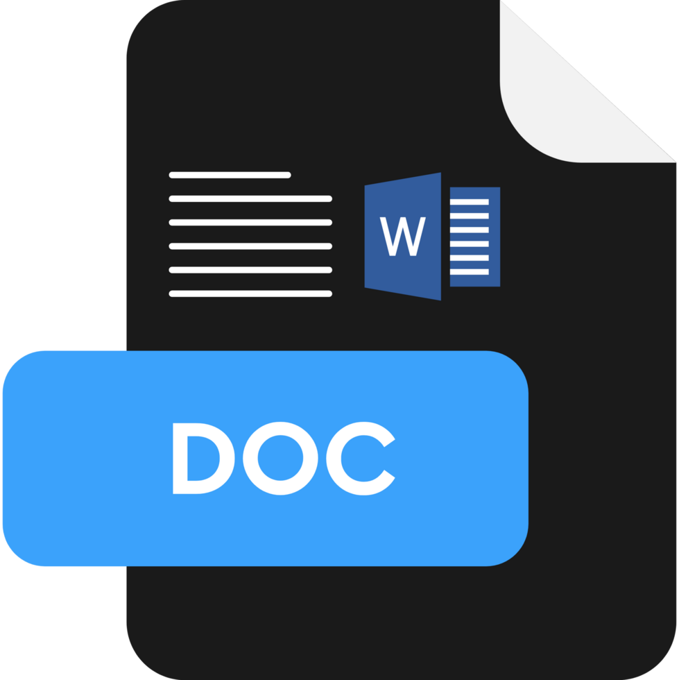 Doc File Extension Icon Black And Darkish Blue Fill Color png