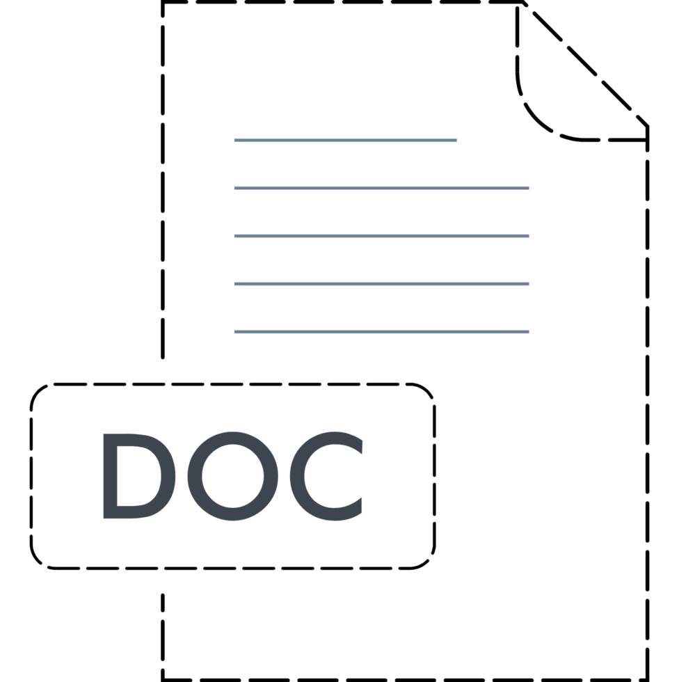 Doc File Format Icon Rounded Dashed Outline png