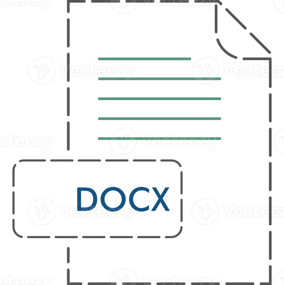 Docx File Format Icon Rounded Dashed Outline png