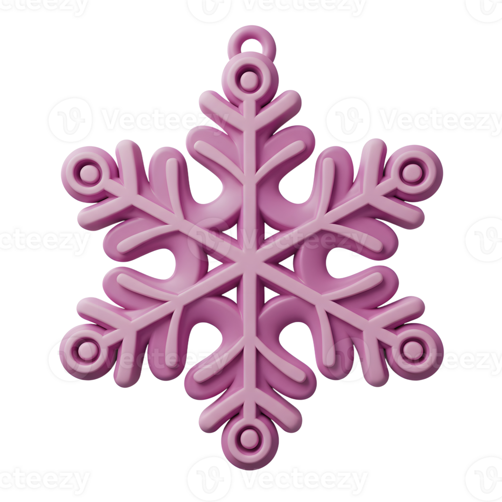 A pink snowflake with a hanging loop can be used as a Christmas tree ornament or for winter decorations. png